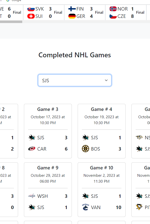 Hockey Live Data